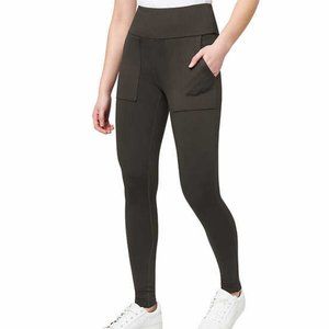 NWT Ladies' Brushed Interior Knit High-waisted Legging Tights Brown XL